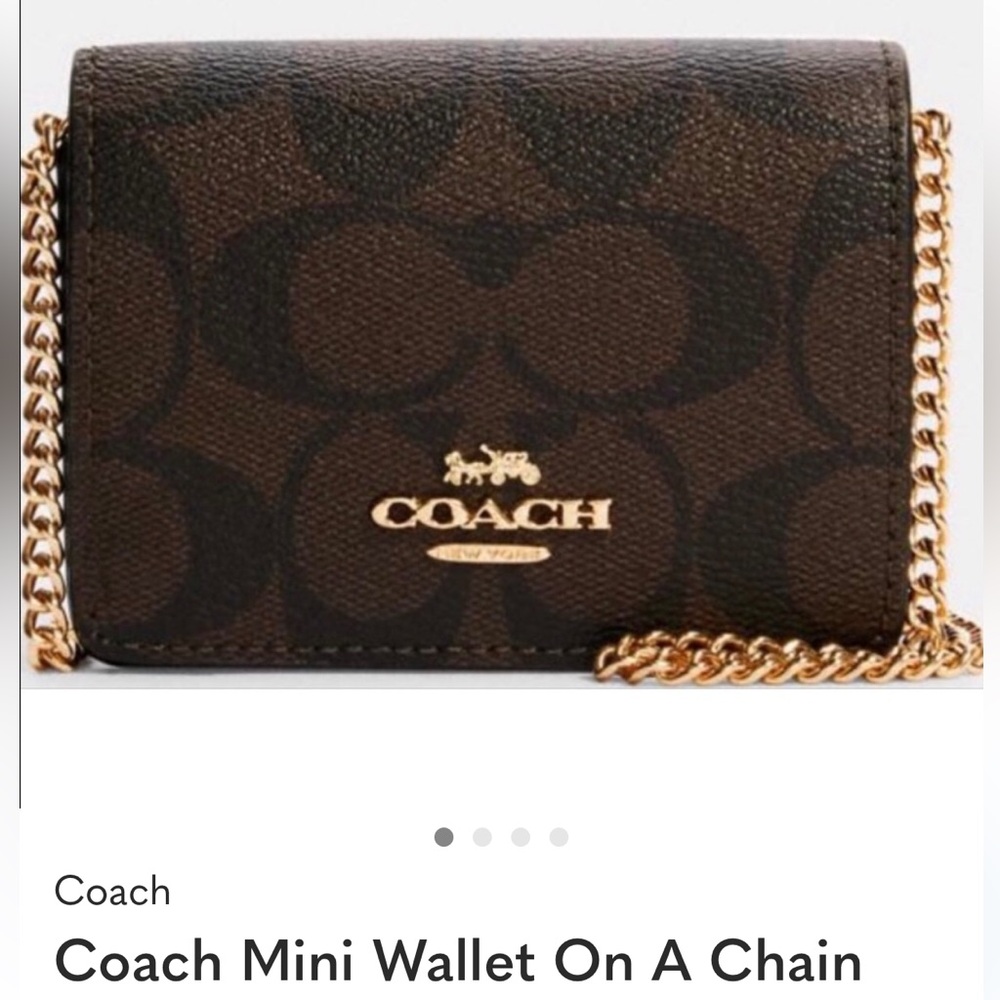 Coach Mini Wallet on Chain in Signature Canvas